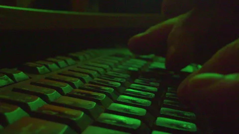 Close up of male fingers typing on computer keyboard Stock Footage 335638822