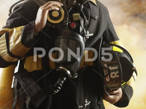 Close up of male fire fighter Stock Photos