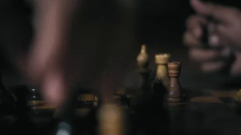 Close-Up, Male Hand Makes a String on the Chess Board in the Night Tournament 動画素材 113167898