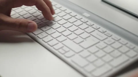 Close Up Male Hand Typing Computer Keyboard Stock Footage 346810718