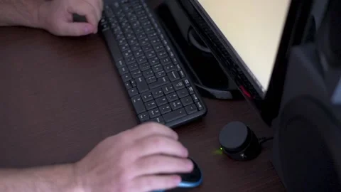 Close up male hand working on pc Stock Footage 144819726