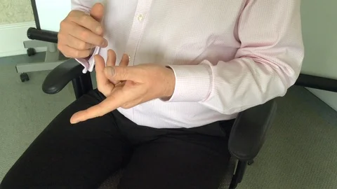 Close of male hands gesturing during an interview concept Stock Footage 90436796