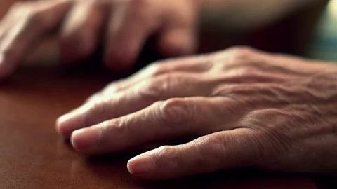 Close-up of male hands tapping on table, super slow motion Stock Footage 105011152