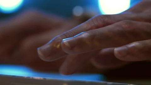 Close-up of male hands typing on computer Stock Footage 95496624