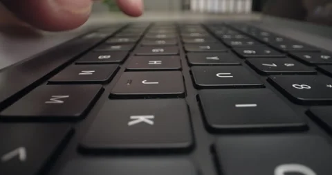 Close-up male hands typing email on laptop keyboard, working, internet browsing Stock Footage 267743221