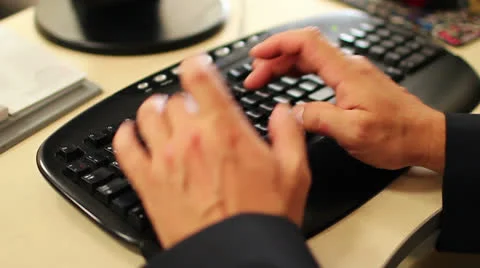 Close-up of male hands typing on keyboard. Male hands typing. Stock Footage 24853010