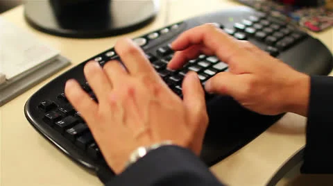 Close-up of male hands typing on keyboard. Male hands typing. Stock Footage 24853075