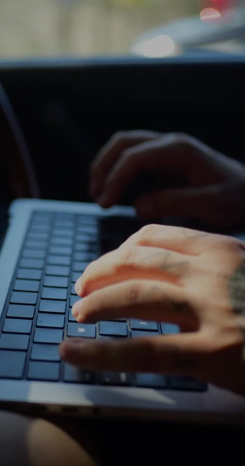 Close-Up Of Male Hands Typing or Working On Notebook... Stock Footage 331307570