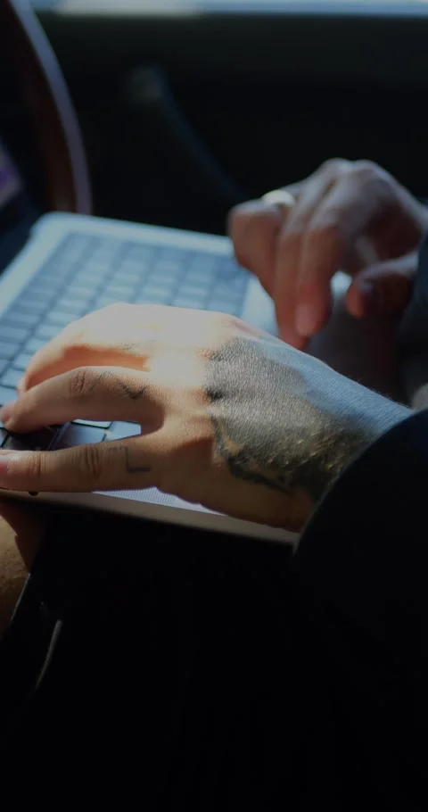 Close-Up Of Male Hands Typing or Working On Notebook... Stock Footage 331307580