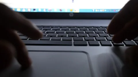 Close-up of Male Hands Using Laptop in the Night. Stock Footage 44191253