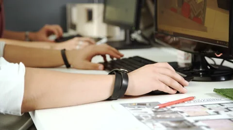 Close-up of male hands using laptop at office, man's hands typing on laptop Stock Footage 68890718