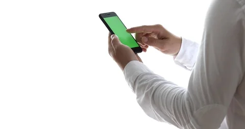 Close-up of male hands using smartphone near the window Stock Footage 90889033