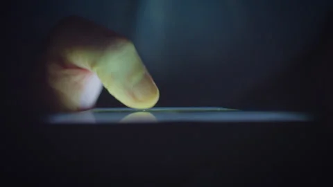 Close-Up of Male Hands Using Smartphone in Darkness Stock Footage 330253619