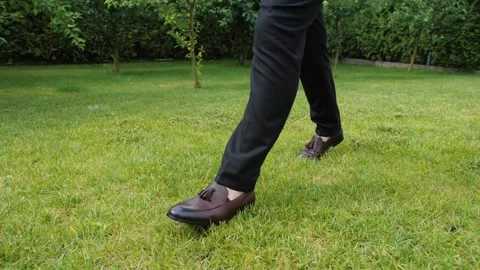 Close-up Male step. Slow motion. Stock Footage 172138941