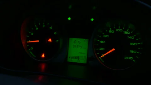 Close up malfunction indicator light is blinking. Stock Footage 102380492