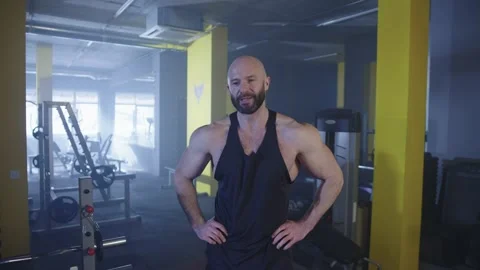 Close-up of a man after training in the gym. Video stock 239271040