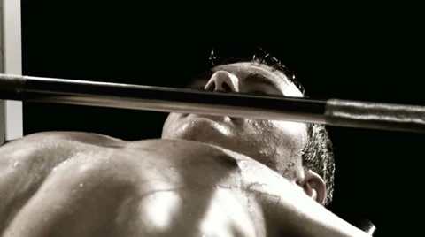 Close-up of man bench pressing. Stock Footage 33831269