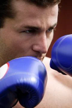 Close up of man in boxing stance Stock Photos