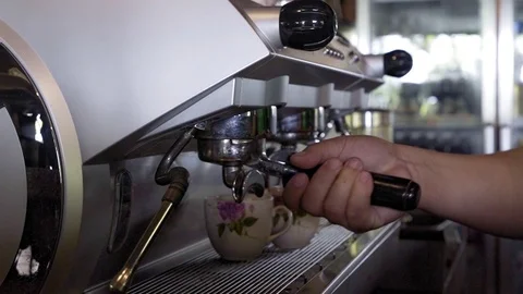 Close up man brew coffee with machine coffee for coffee concept Stock Footage 120815008