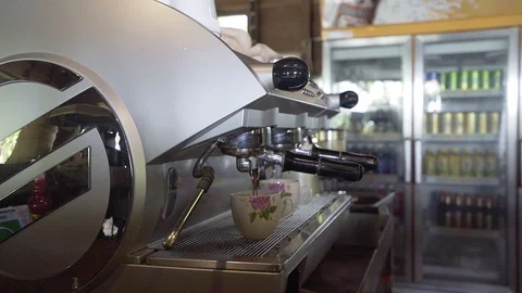 Close up man brew coffee with machine coffee for coffee concept Stock Footage 120815257