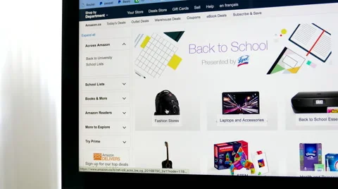Close up man browsing on amazon back to school list Video stock 65784483