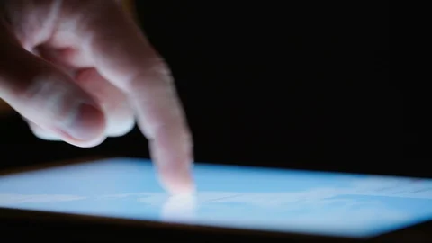 Close-up of man browsing online on tablet Stock Footage 85517342