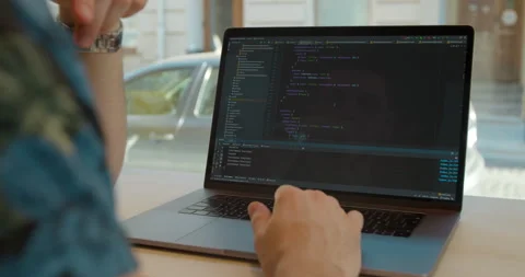 Close up Man coding html and programming on screen Monitors, development web Stock Footage 137170172