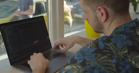 Close up Man coding html and programming on screen Monitors, development web Stock Footage 137170818