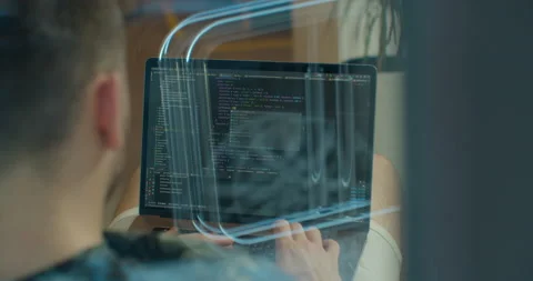 Close up Man coding html and programming on screen Monitors, development web Stock Footage 137177670