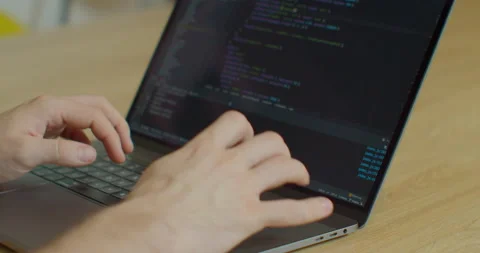 Close up Man coding html and programming on screen Monitors, development web Stock Footage 137178388