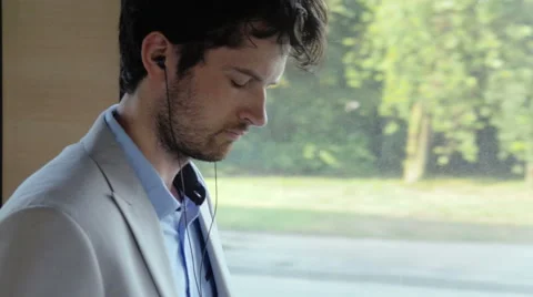 Close-up of man commuting with phone Stock Footage 67105967