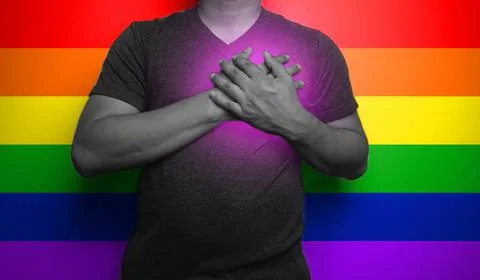 Close up a man copy space using as celebrate of homosexual, lesbian, gay and  Stock Photos