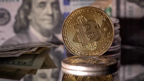 Close-up of Man Counting Out Dollars for Bitcoins Stock Footage 260530013