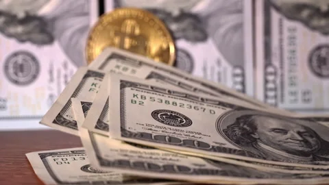 Close-up of Man Counting Out Dollars for Bitcoins Stock Footage 263243010