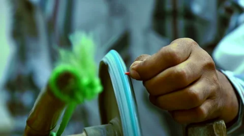 Close up of man crafting using ancient traditions in India Stock Footage 51100057
