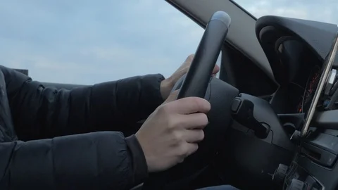 Close up of a man driving a car Stock Footage 97606106