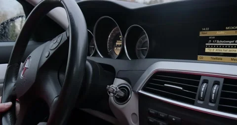 Close-up man driving car. Inside car man driving Stock Footage 169875620