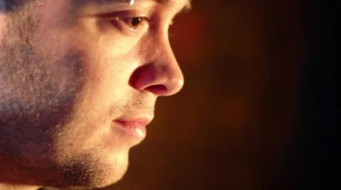 Close up of man eating an apple Stock Footage 52516495