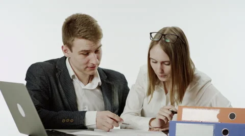 Close up of man explaining business processes to employee Stock Footage 68893180
