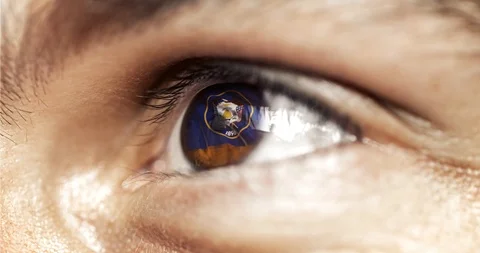 Close up of man eye with the flag of Utah state in iris, united states of americ Stock-Footage 120816804