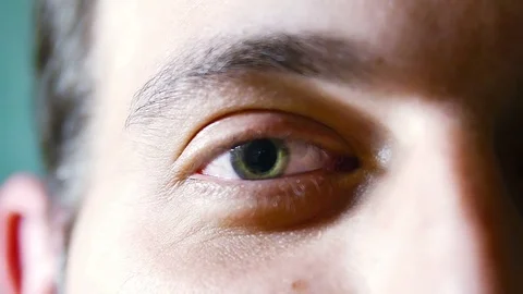 Close up of man eye opening Stock Footage 71394291