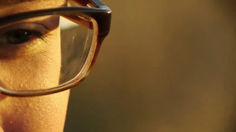 Close Up of Man with Glasses, Slow Motion Video stock 27130006