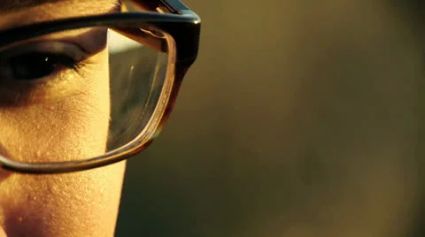 Close Up of Man with Glasses, Slow Motion, Color Corrected Video stock 27130023