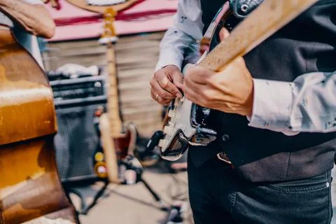 Close up man with guitar Stock Photos