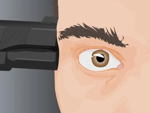 Close up of man with gun to head Stock Illustration