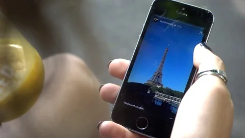 Close-up man Hand browse Network with iphone Mobile Cell Phone Stock Footage 77136166