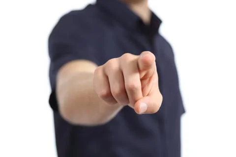 Close up of a man hand pointing at camera Stock Photos