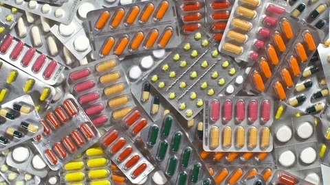 Close up man hand put blister hand above. Stock Footage 73033198