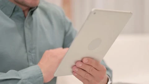 Close up of Man Hand Using Tablet PC Video stock 238646108