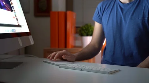 Close-up man hand working on keyboard and searching new information in internet Stock-Footage 108574146